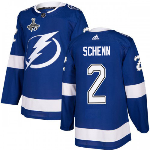 Adidas Tampa Bay Lightning Men #2 Luke Schenn Blue Home Authentic 2020 Stanley Cup Champions Stitched NHL Jersey